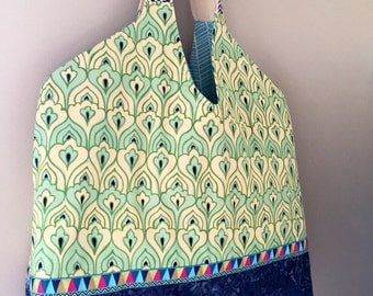 Extra Large Beach or Pool Bag In Green and Blue