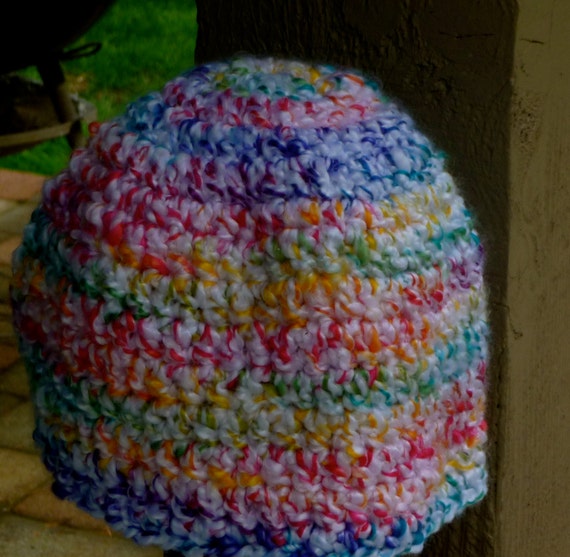... base multi color Loose stitch crochet beanie hat BlueBear on Etsy