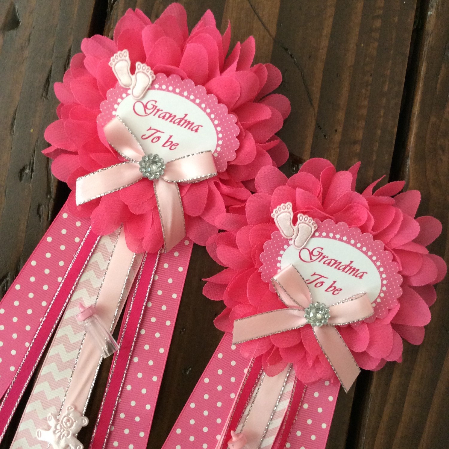 Diy Baby Shower Guest Pins  set of 2 grandma pin in pink little princess by marshmallowfavors 