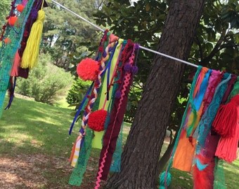 Tribal Boho Tassel Pom Pom Garland Banner Valance….dreamcatcher glamping inspired