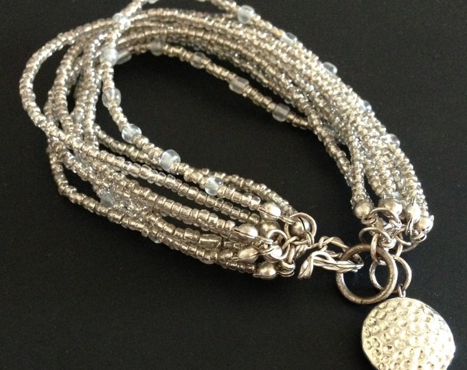 silver and glass bracelet