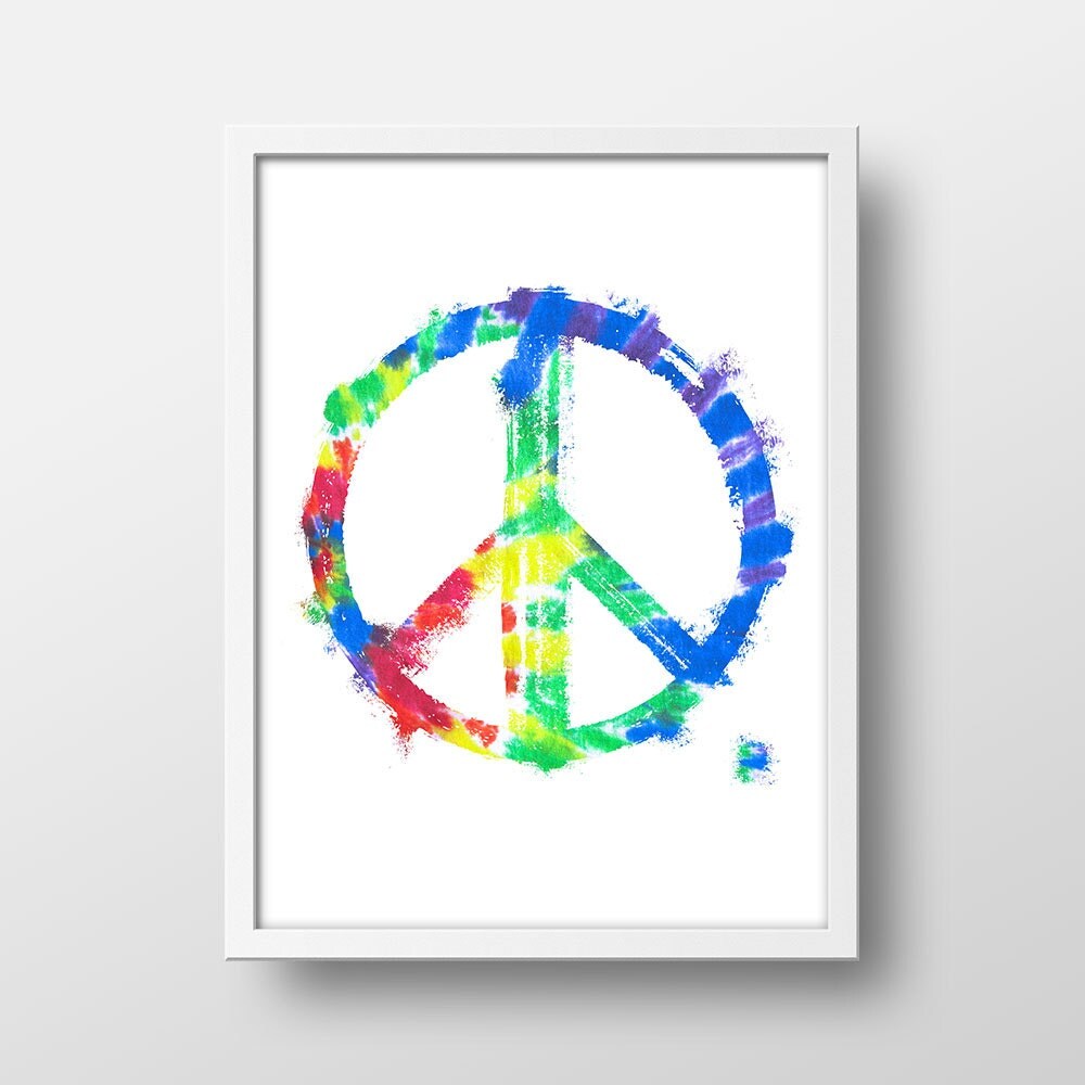 Rainbow Peace Sign Art Print Peace Sign Decor Peace Wall