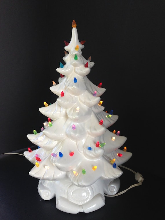 Vintage White 16 Ceramic Lighted Christmas Tree by VarietyRetro