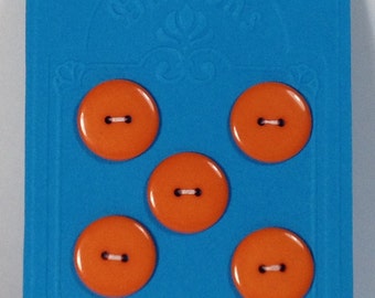5 Buttons in resin 22mm 2 holes orange.