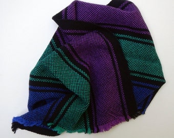 Handwoven striped towel-purple, blue, green, and black