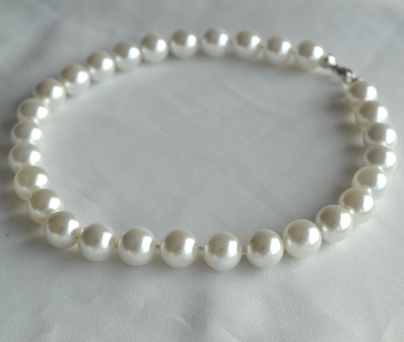 Huge pearl Necklace14mm Glass Pearl Necklacesingle strand