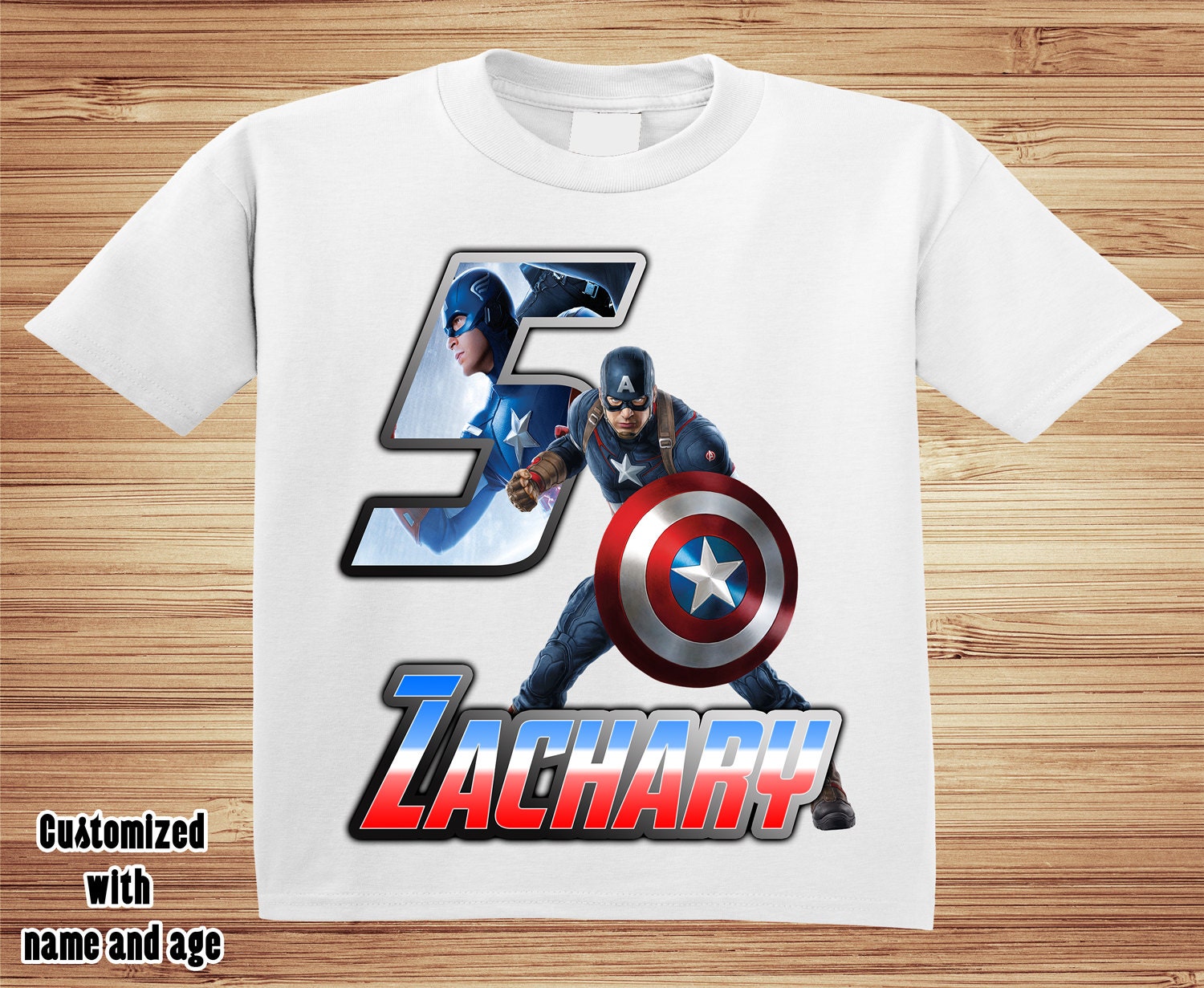 Captain America Birthday Personalized T Shirt Superhero