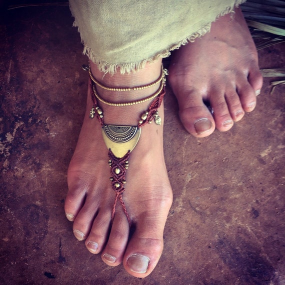 Tribal BAREFOOT sandals made by order macrame sandal foot