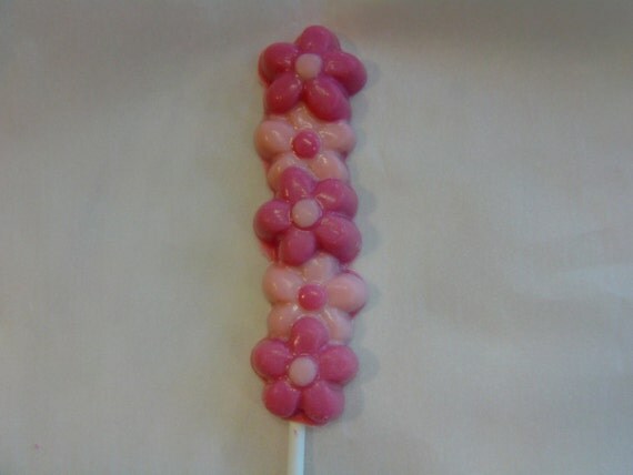 12 Pink Flowered Candy Lollipops-Purrrfect For Hello Kitty Inspired Parties/My Little Pony Inspired/Kawaii/Princess Parties/Weddings Il_570xn