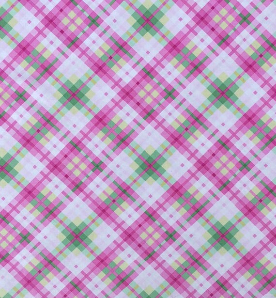 Pink and Green Plaid Fabric by Timeless by OmasFabricAndGifts