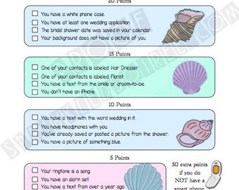 What's in your Cell Phone?~ Beach Theme Bridal Shower Game~ Updated Version of "What's in your Purse!"~ Great for a younger crowd!
