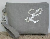 Monogrammed Clutch Bag, Personalized Clutch Bag, Monogrammed Makeup Bag, Brides Clutch Bag, Wedding Clutch Bag, Monogrammed Wristlet/Bride