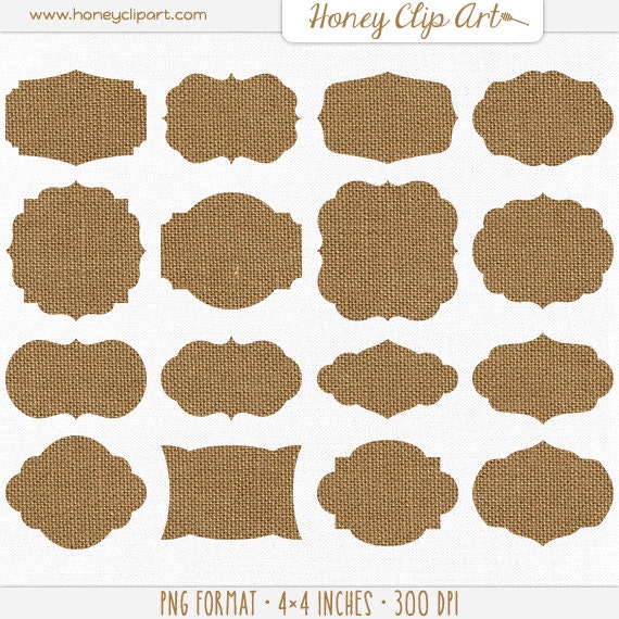 Brown Burlap Clipart Digital Burlap Label Graphics Rustic