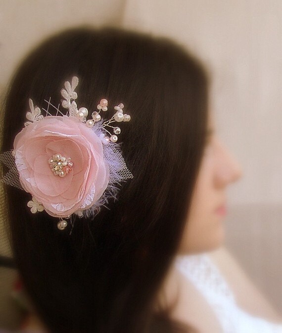 Blush Pink Hair Accessories Blush Hair Clip Wedding Hair