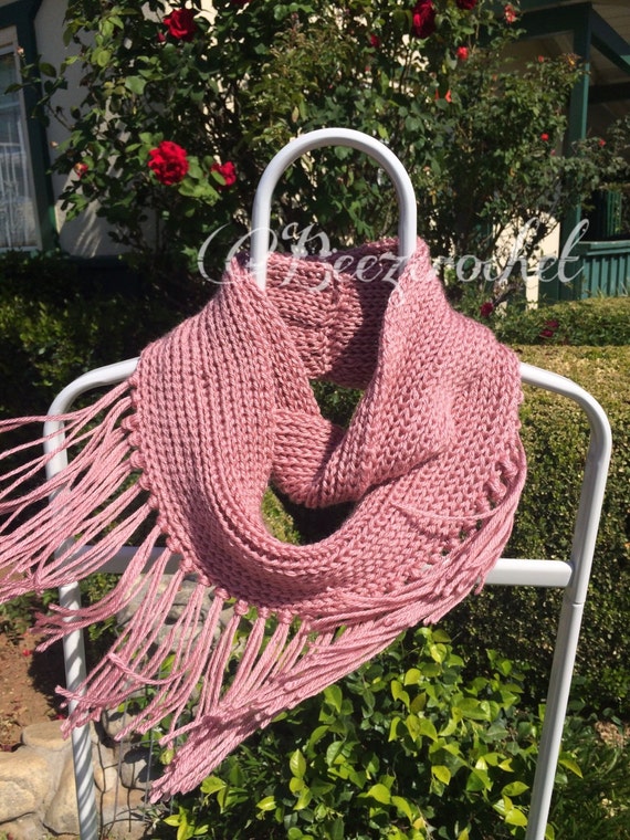 Knit Infinity Scarf With Tassels by Beezcrochet on Etsy