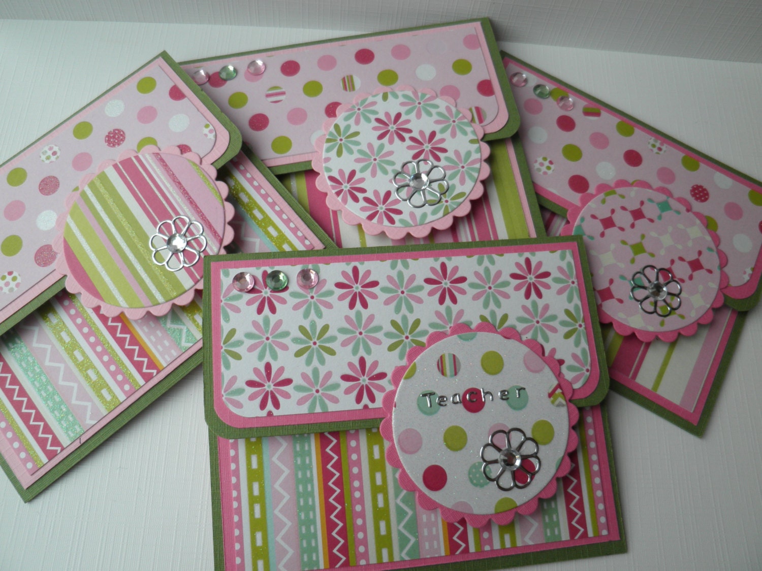 Cadeau kaart / geld envelop roze en groen door dutchcolourful