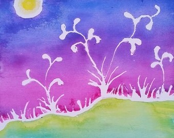 12" x 12" Original Painting, Sprouting Spring Flowers Acrylic Painting on Canvas, Ready to Hang
