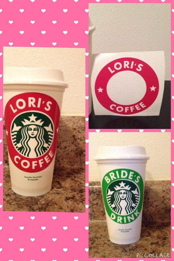 1 Custom Starbucks Cup Sticker. Starbucks Cup by AbigailEmbroidery