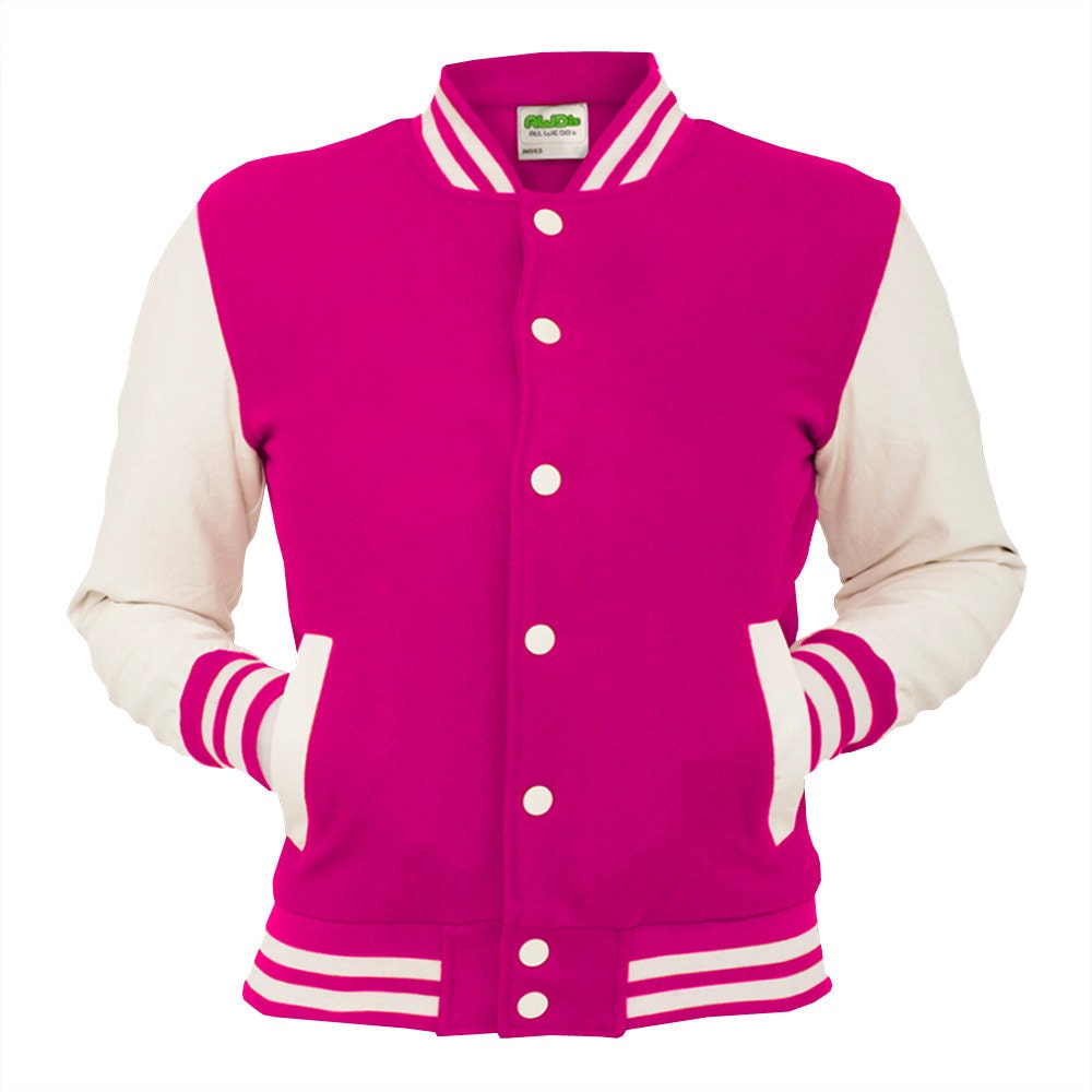 Hot Pink Varsity Jacket Electric College Letterman Coat