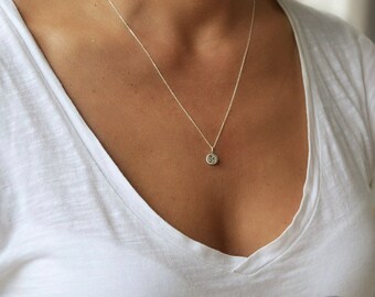 Tiny OM necklace, Sterling silver OM pendant, Yoga jewelry. Gift for her.
