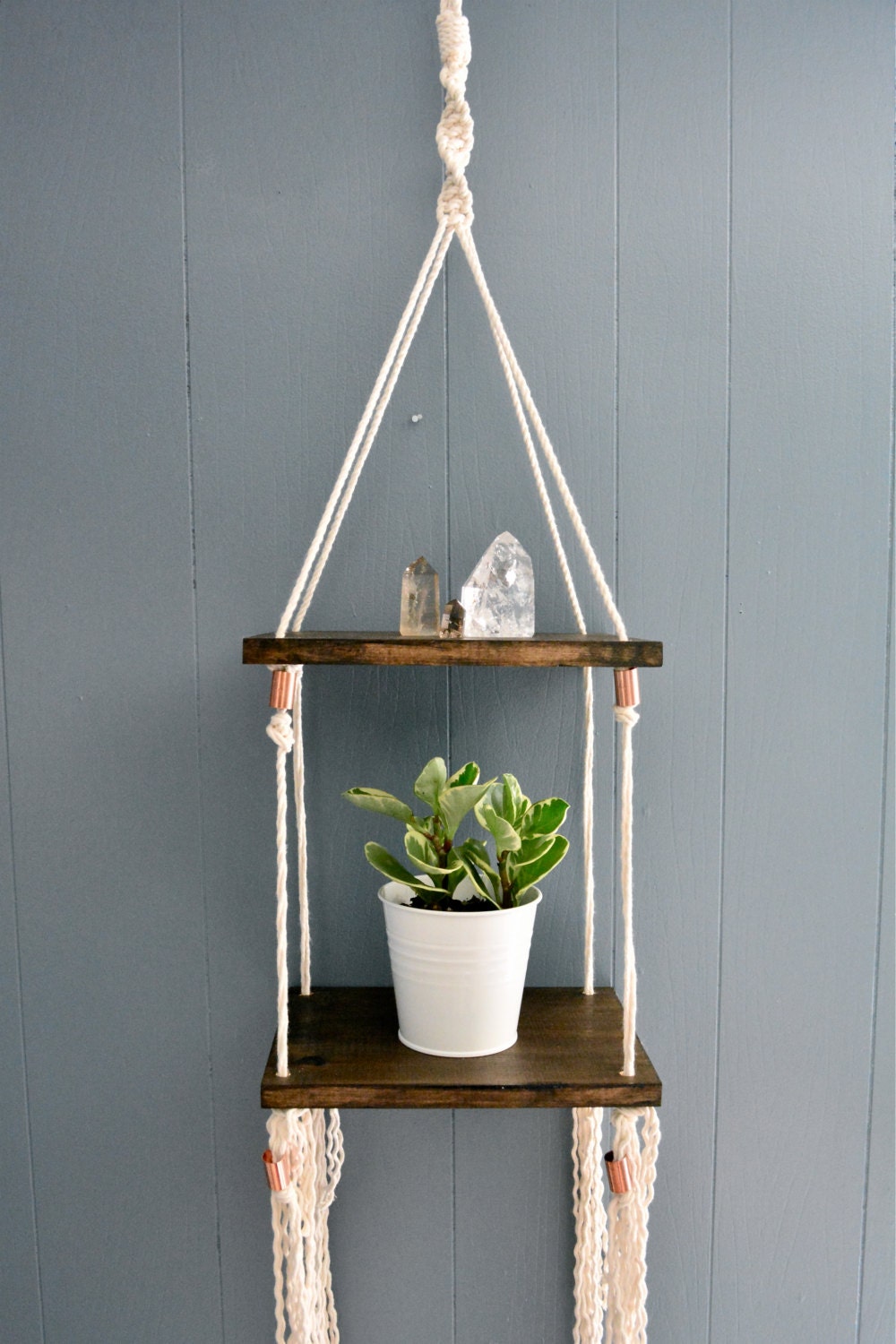 Double Hanging Macrame Shelf by LisaMTerry on Etsy