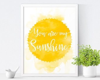 You Are My Sunshine, Printable Nursery Art, Kids Room Decor, Nursery Decor, Kids Wall Art, Gender Neutral, Instant Download