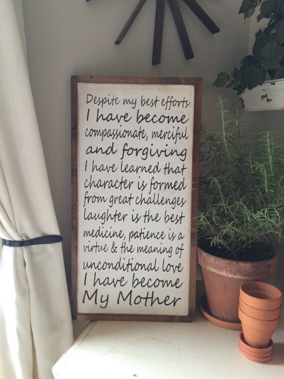 Framed wood art I have become My Mother original Poem framed