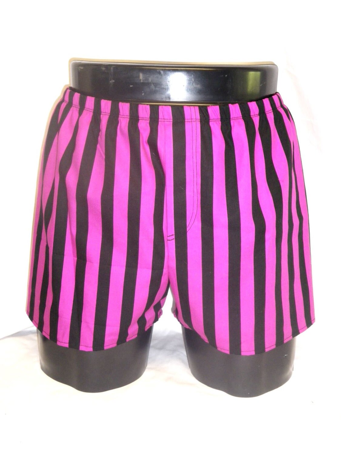 Mens Cotton Boxers Boxer Shorts Pink Black Stripes M Medium