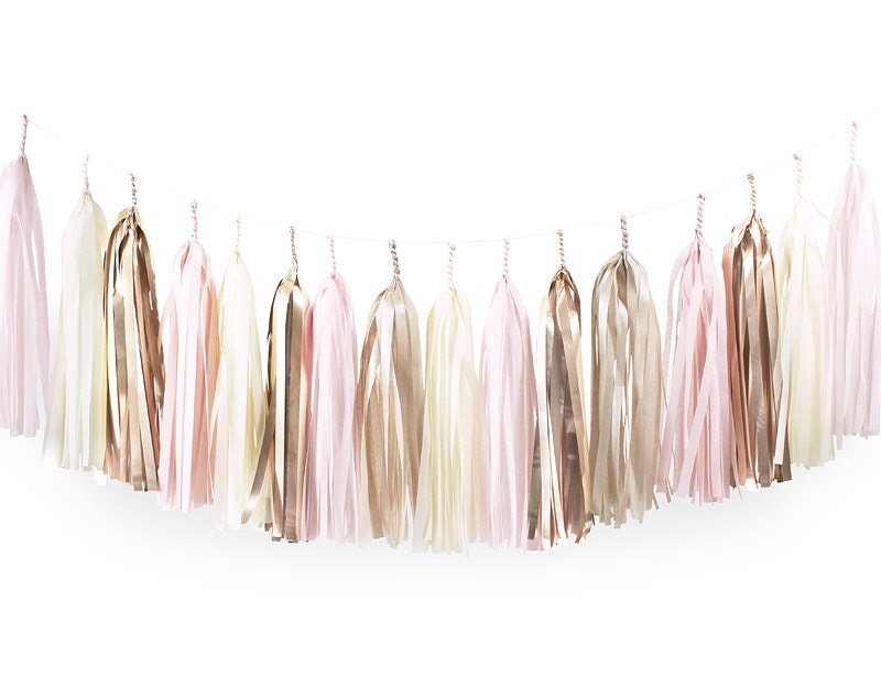 DIY Tassel Garland Kit Blush Pink & Gold by PaperboyParty