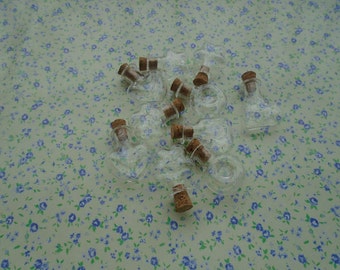 10pcs 23*20*10mm mixed shape clear glass bottle with cork , BB2018