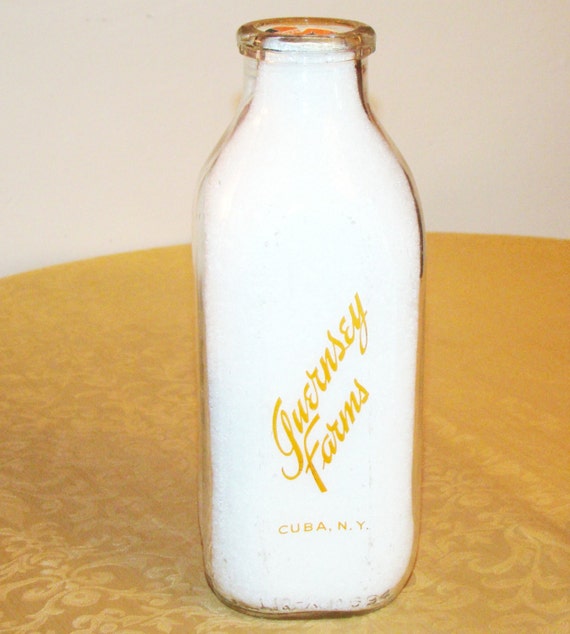 Vintage Guernsey Farms Cuba NY One Quart Milk by Americanpickers2