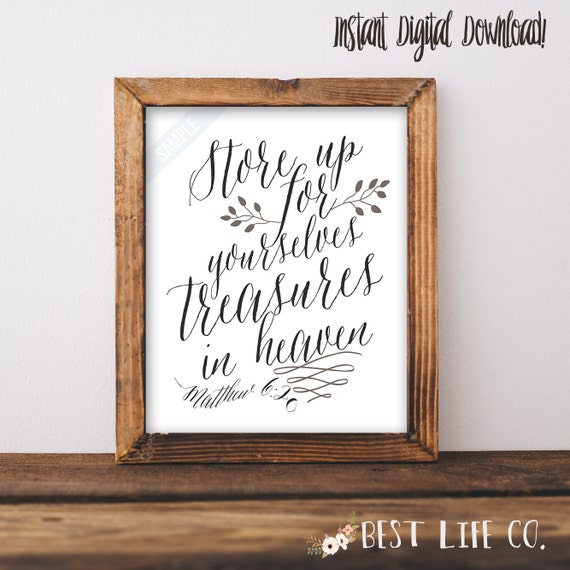 Items similar to Store Up For Yourselves Treasures In Heaven Wall art New World Translation