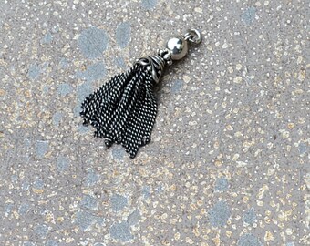 Sterling Silver Tassels with Chains, Silver Tassels,Silver Chain Tassel,6x30mm,4mm Jump Ring,Tassel Earrings, Fancy Tassel, One, SIRI15-004