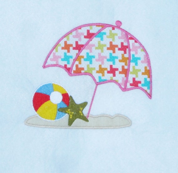 Beach Umbrella Applique Embroidery Design