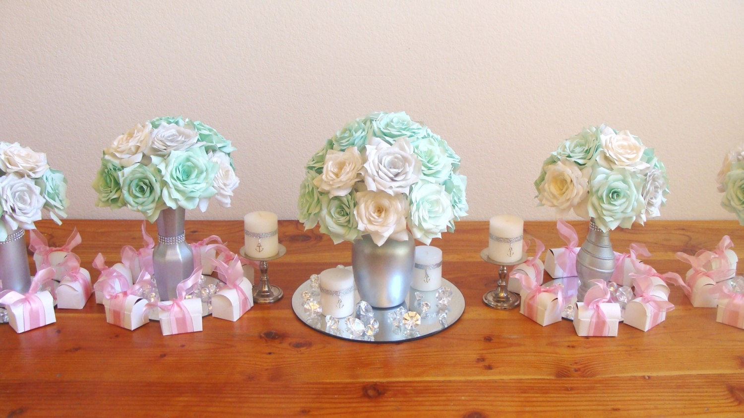 Mint Green Wedding Centerpiece Bridal table Centerpiece