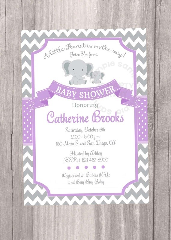 Purple And Grey Baby Shower Invitations 3