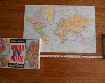 Map Of The World Joseph K. Straus No. 344 1960's World Map Puzzle by Selchow & Righter Co. and Rand McNally