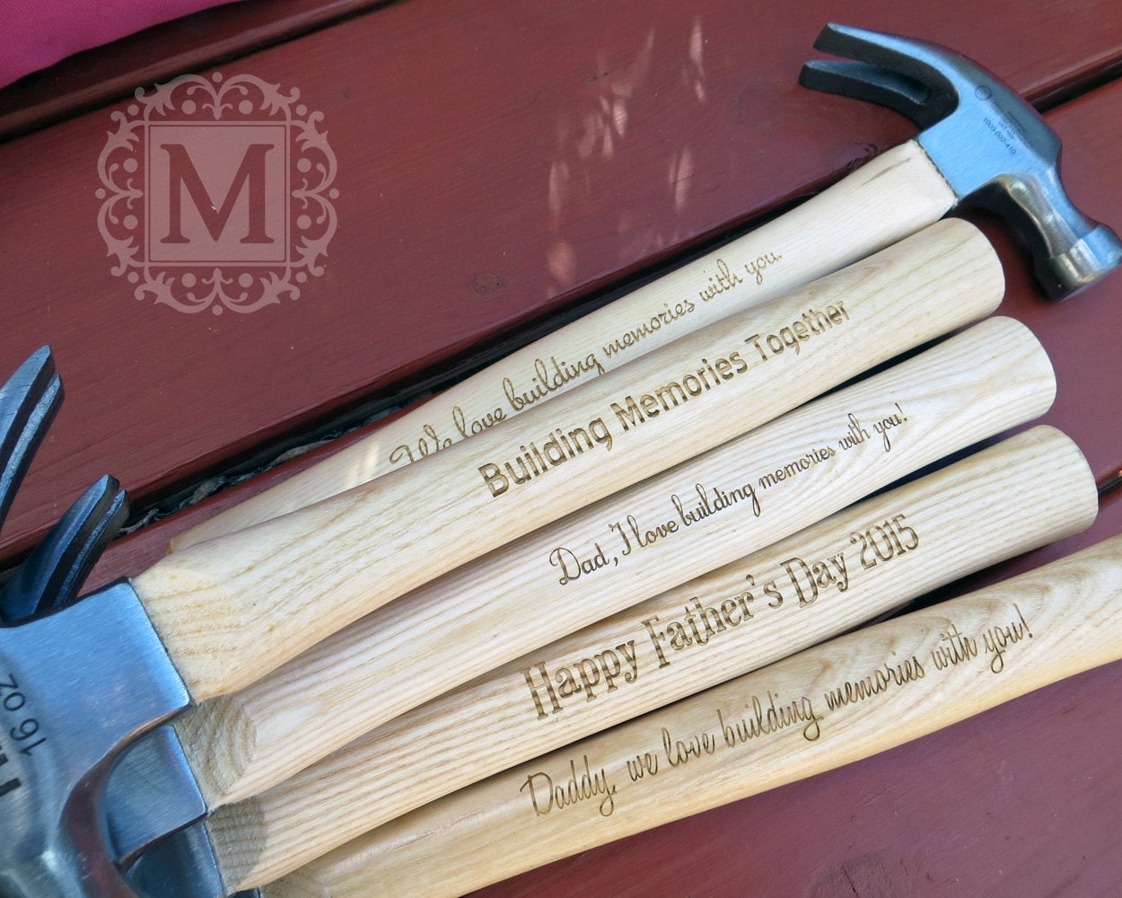  5th  Anniversary  gift  Wood Engraved Personalized Hammer 