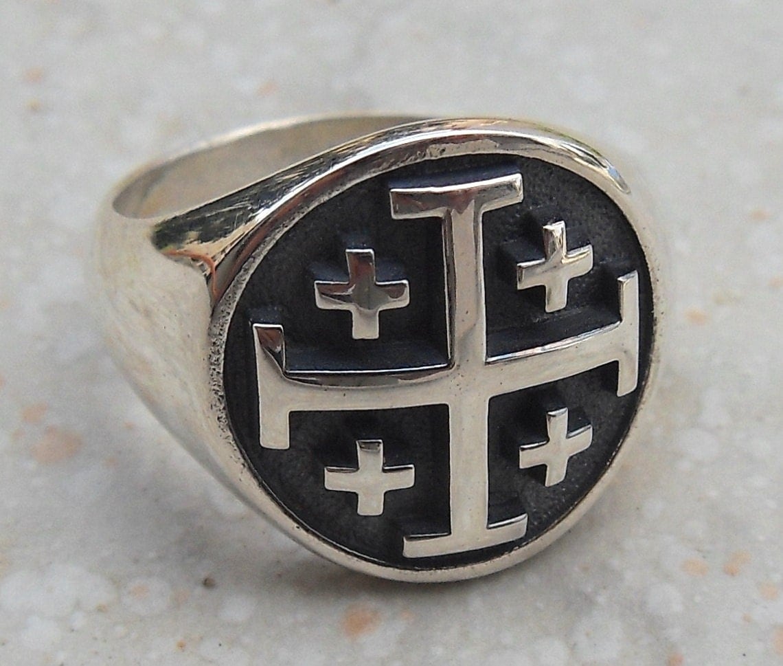 3D Jerusalem Cross Ring Solid Sterling Silver 925