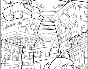 Download Robot Colouring Page Adult colouring book page one page