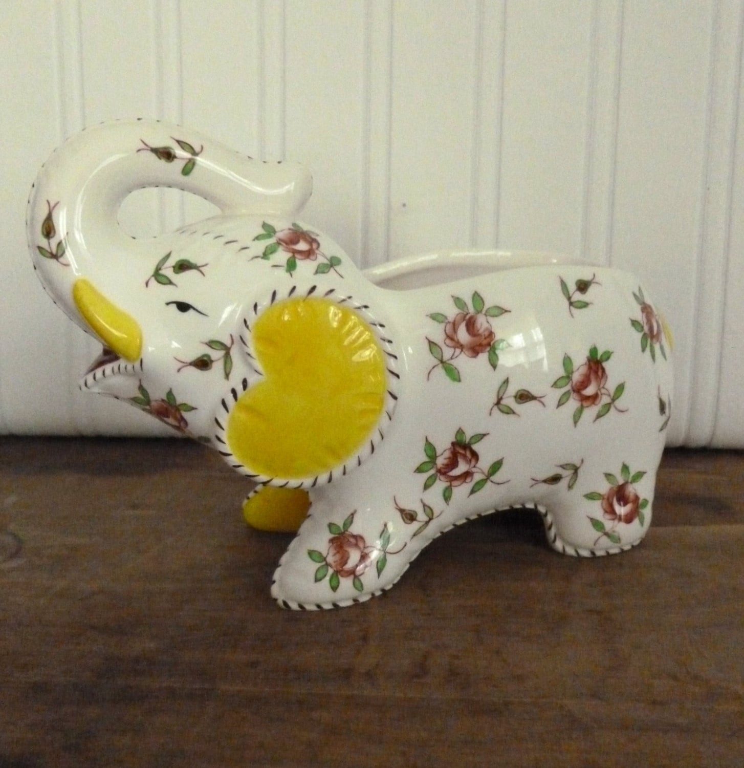 Vintage White Elephant Planter Vase Lefton Ceramic Elephant