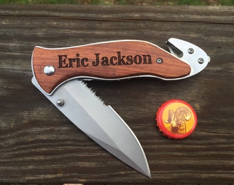1 Personalized Pocket Knife with Pouch,Groomsmen Gift, Best Man Gift,Survival Knife,Hunting Knife,Fishing Knife, Father's Day For Wedding