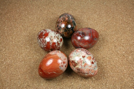 GEMSTONE EGGS Brecciated Jasper Stone Egg Red by ABOSBeads