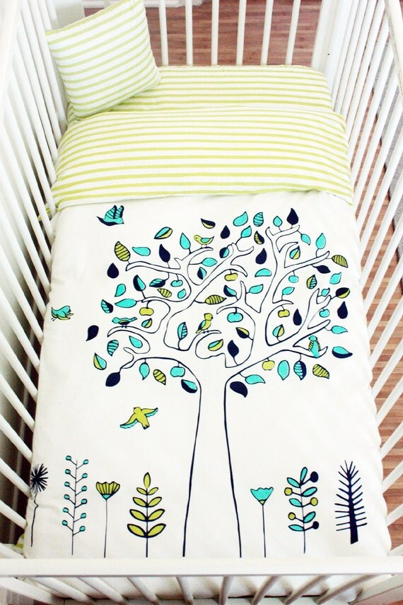 Apple Tree Baby Crib Bedding Set 100 Sateen Organic Cotton
