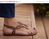 Sale 20% OFF, Brown Leather Sandals, Flat Sandals, Summer Shoes, Brown Sandals