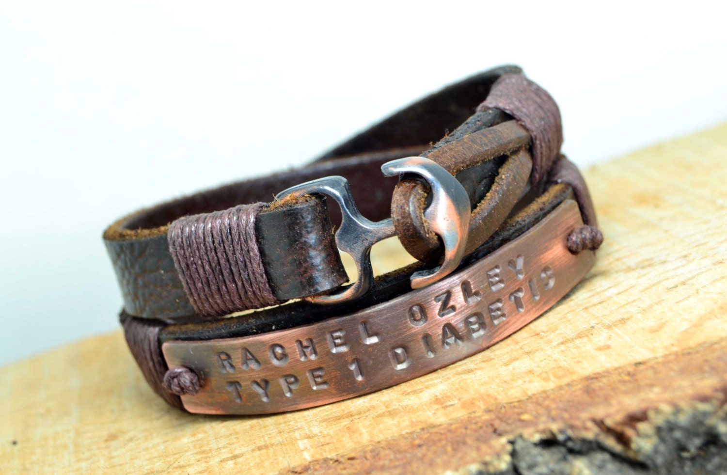 Mens Personalized Leather Bracelet Man BraceletMen by echoleathers