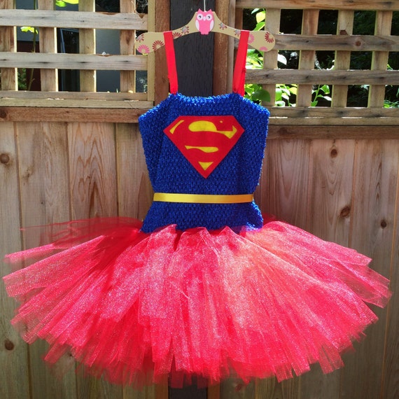 Supergirl Tutu Costume Superhero Tutu Dress Red Tulle On A