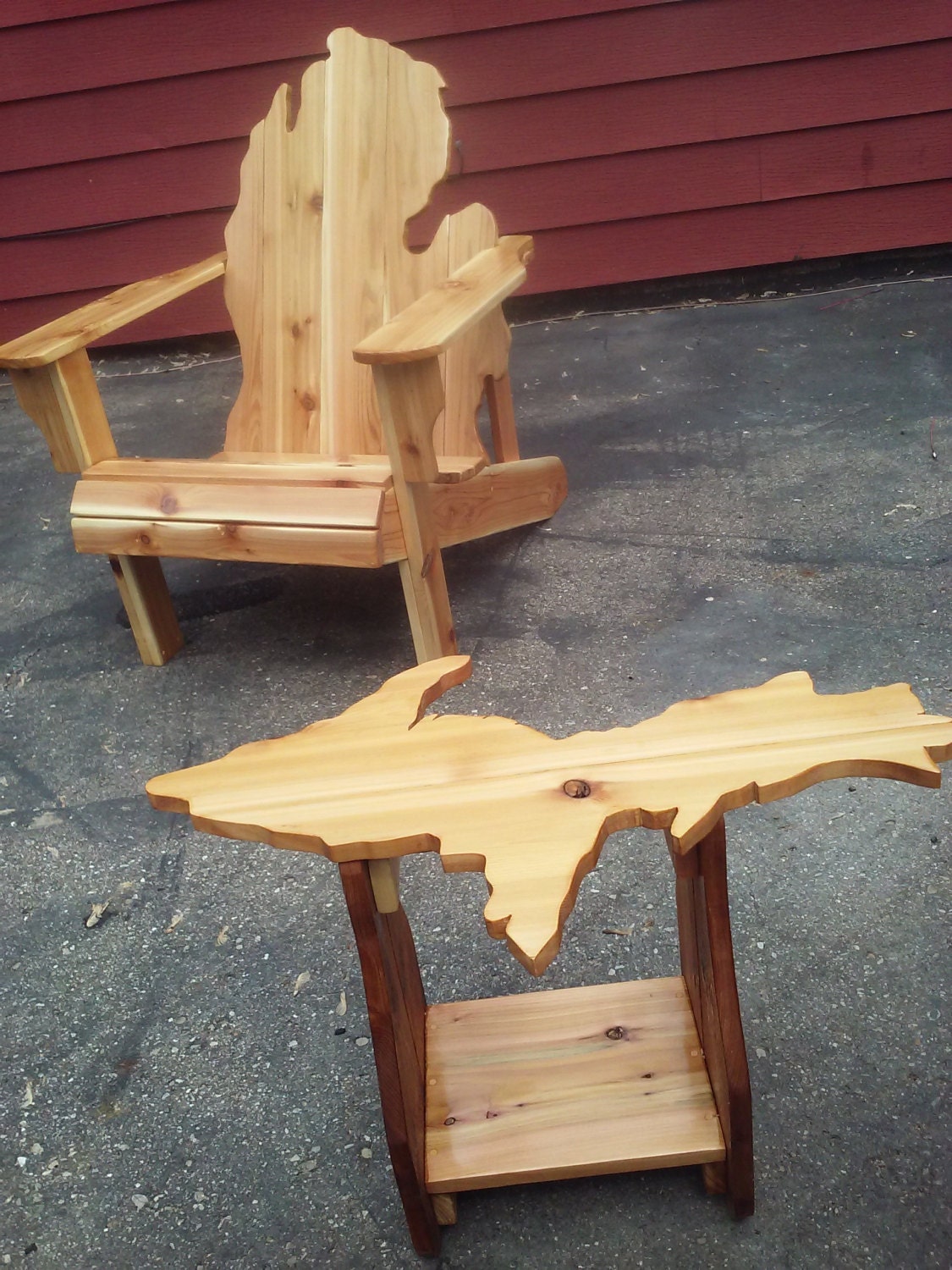 Michigan Adirondack Chair and Upper Peninsula Table Michigan