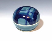 Blue Jewelry Box, Porcelain Jewelry Holder, Plaid Pattern, Ceramic Covered Bowl, Wheel Thrown Pottery Jewelry Box