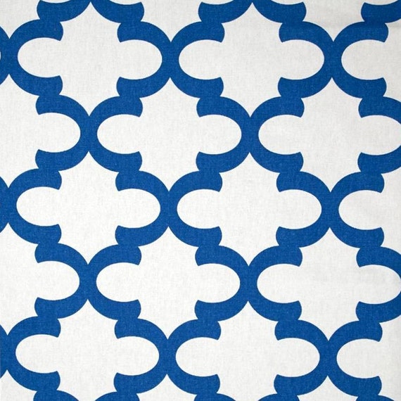Royal Blue Geometric Fabric by the Yard Designer by CottonCircle